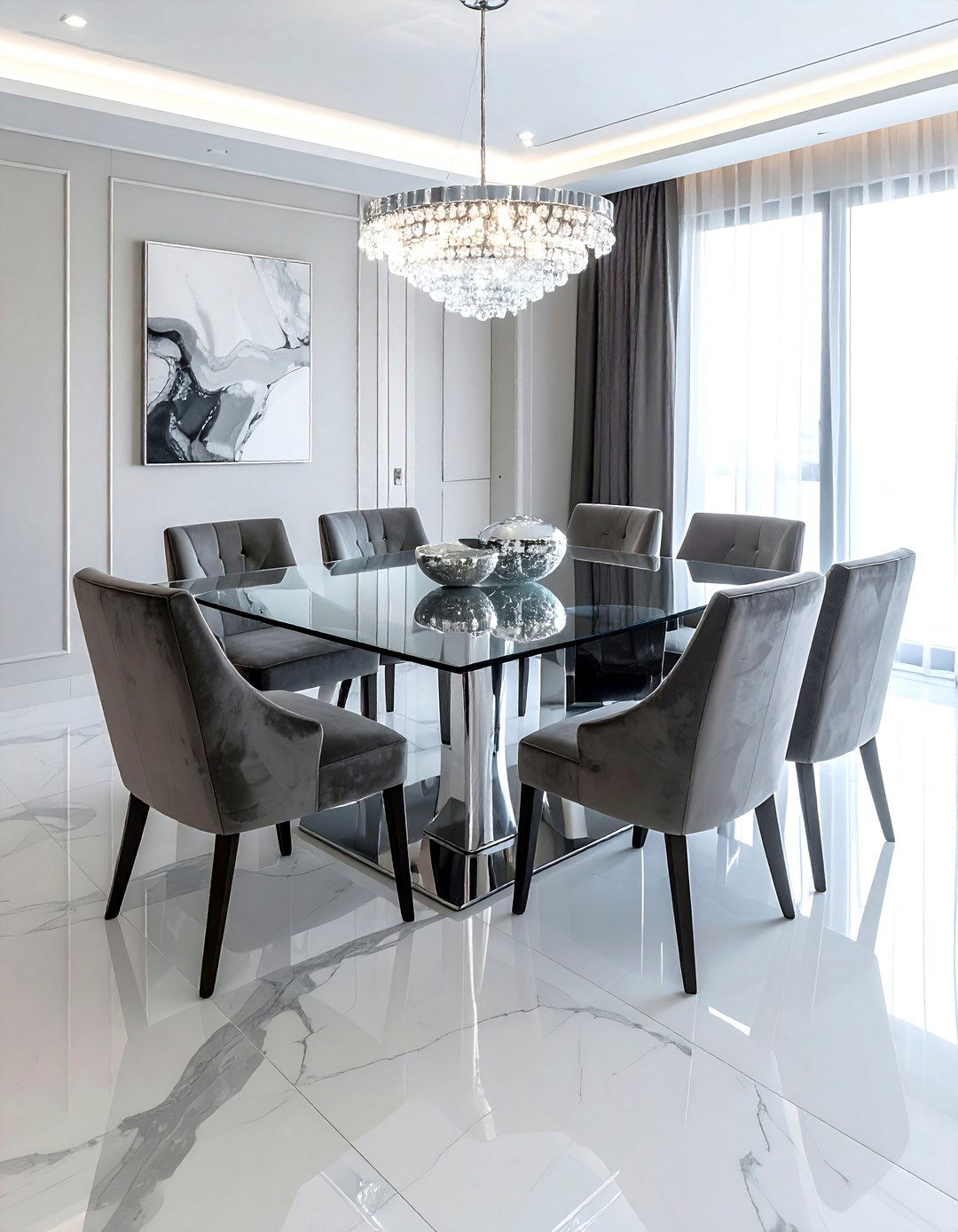 Rectangular Glass Table With Chrome Base - 30 glass dining room ideas