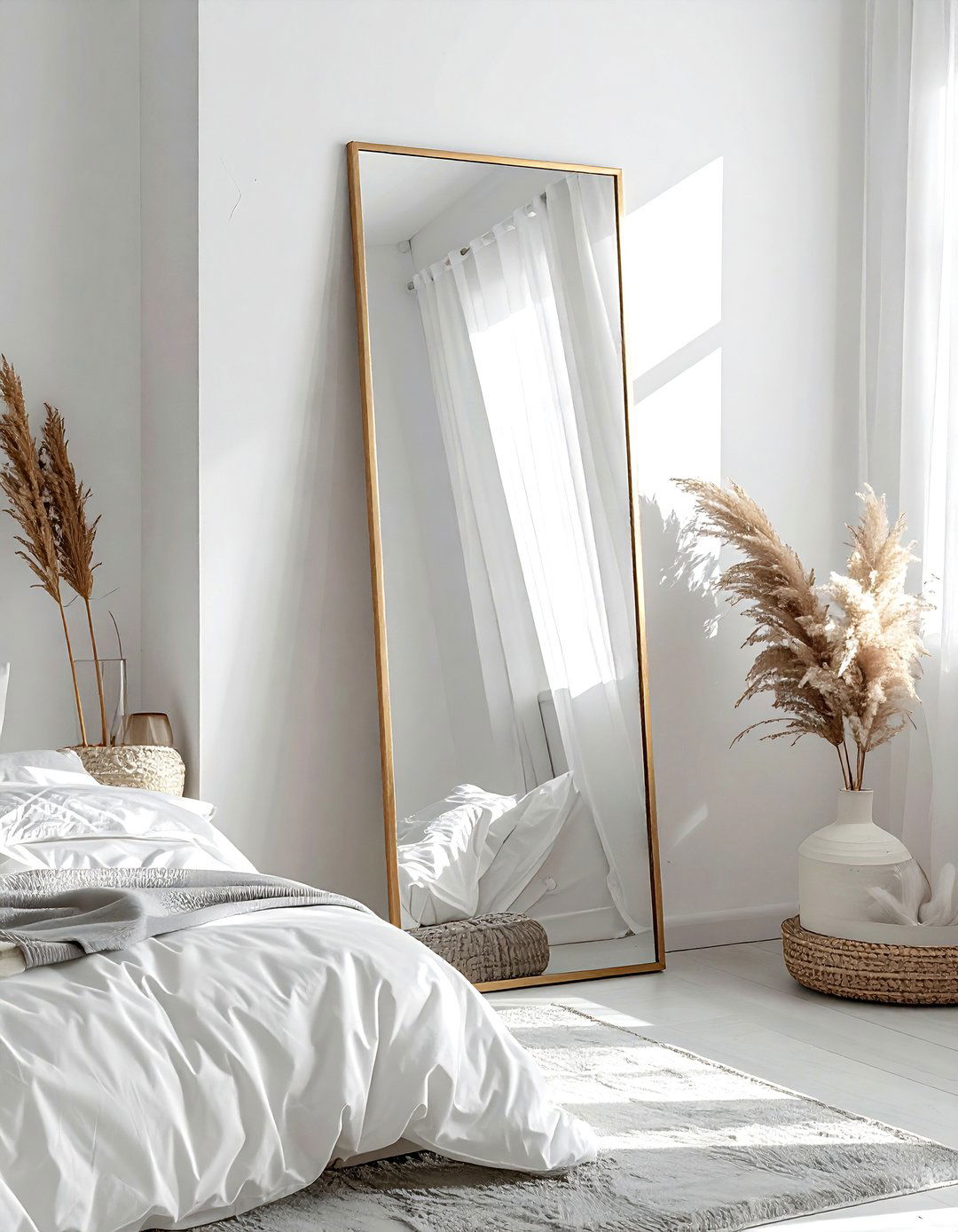 Rectangular Leaning Floor Mirror - 30 mirror wall decor ideas