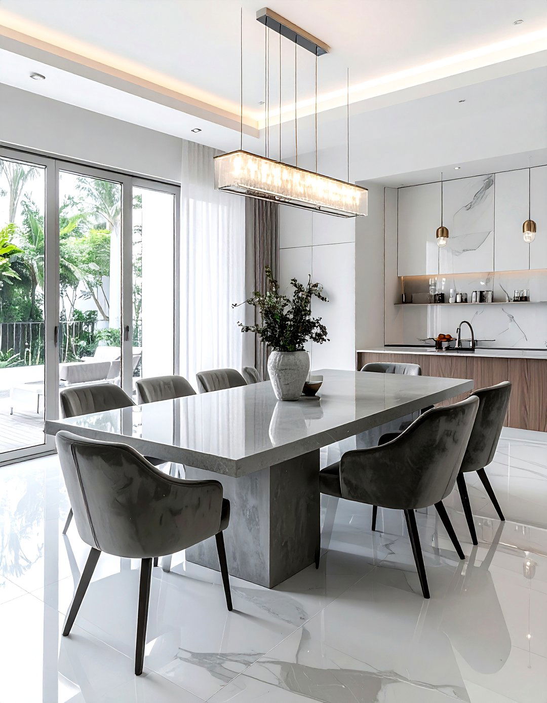 Rectangular Polished Concrete Table - 30 concrete dining table ideas