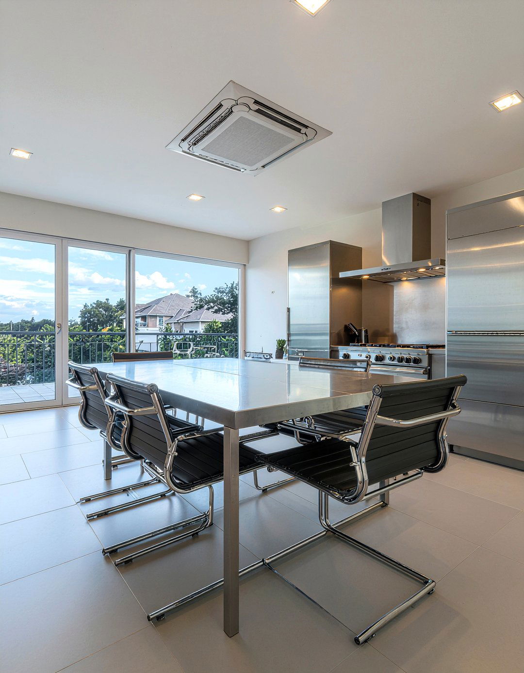 Rectangular Stainless Steel Table - 30 metal dining table ideas