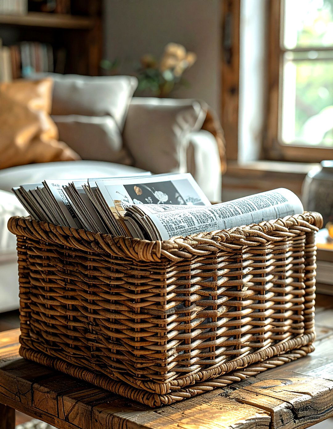 Rectangular Wicker Basket - 30 living room storage basket ideas