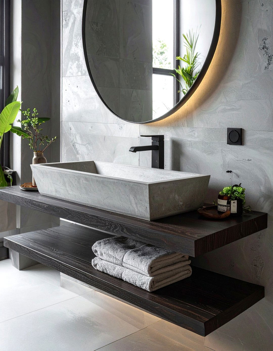 Rectangular concrete vessel sink - 30 concrete sink ideas