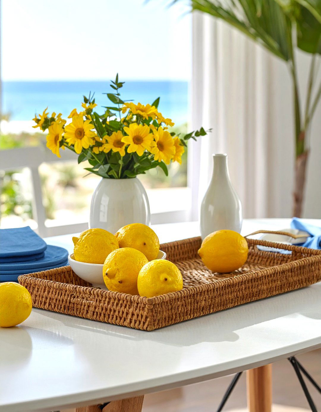 Rectangular rattan tray - 30 tray centerpiece dining ideas