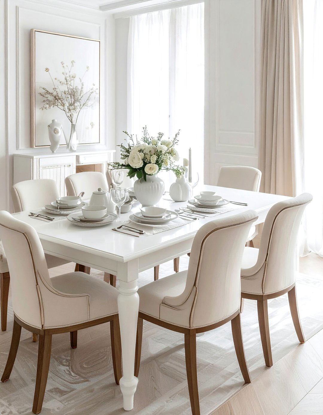 Rectangular table cream and white dining room - 30 cream and white dining room ideas