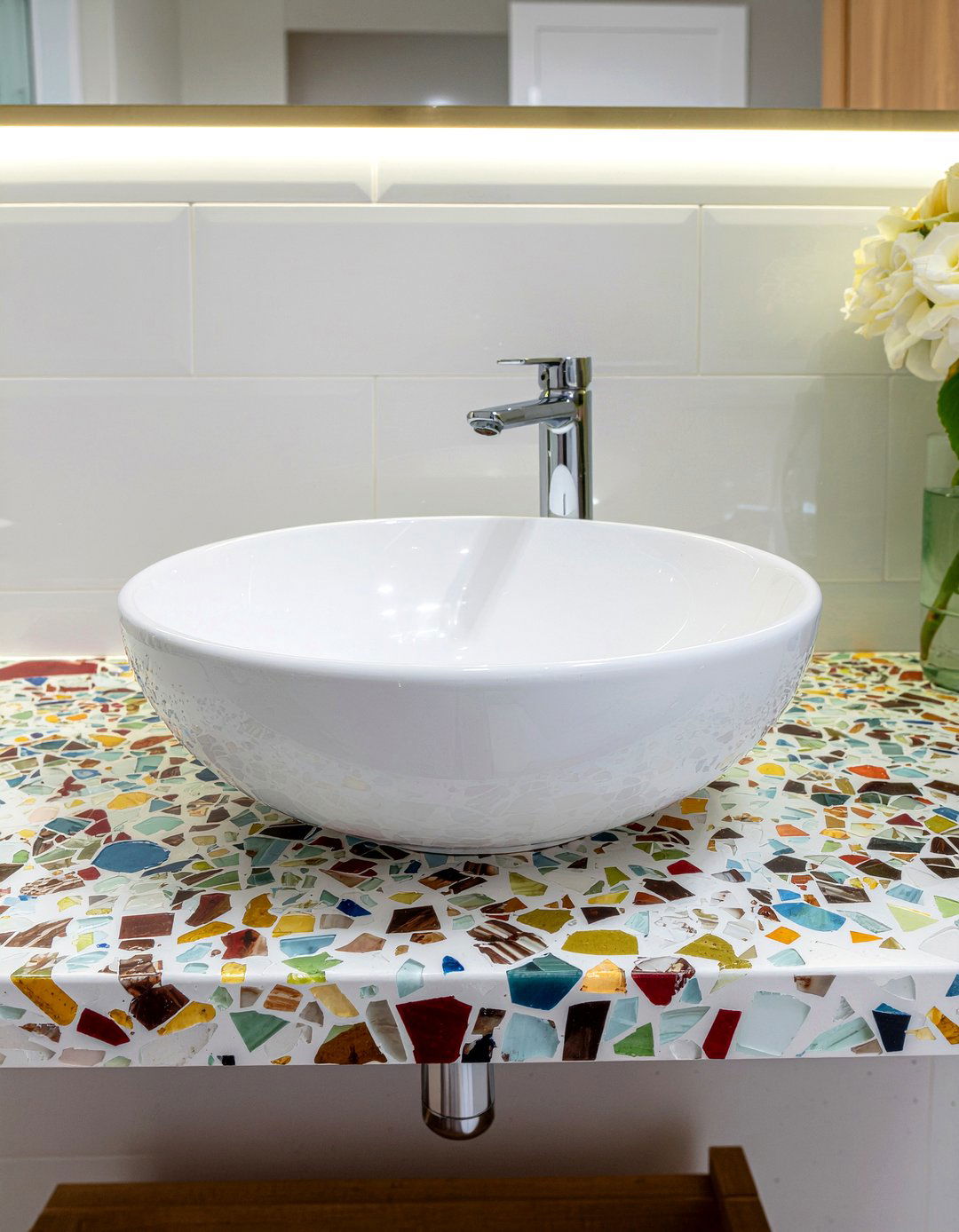 Recycled Glass Countertop - 30 recycled material bathroom ideas