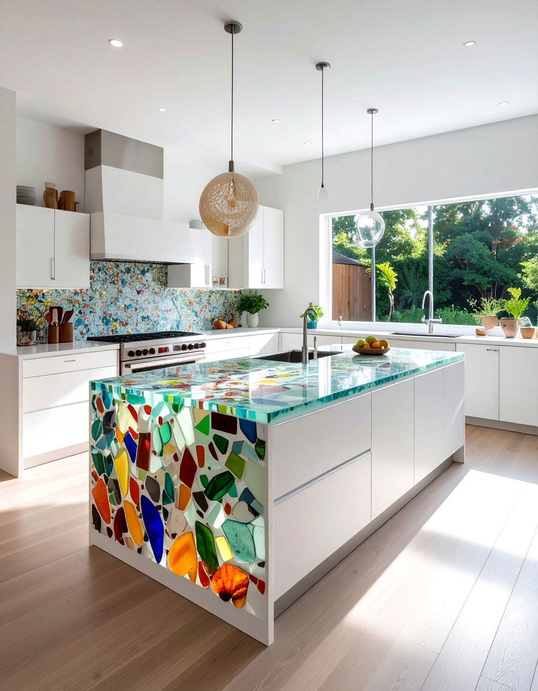 Recycled Glass Countertop DIY - 30 DIY kitchen countertop ideas