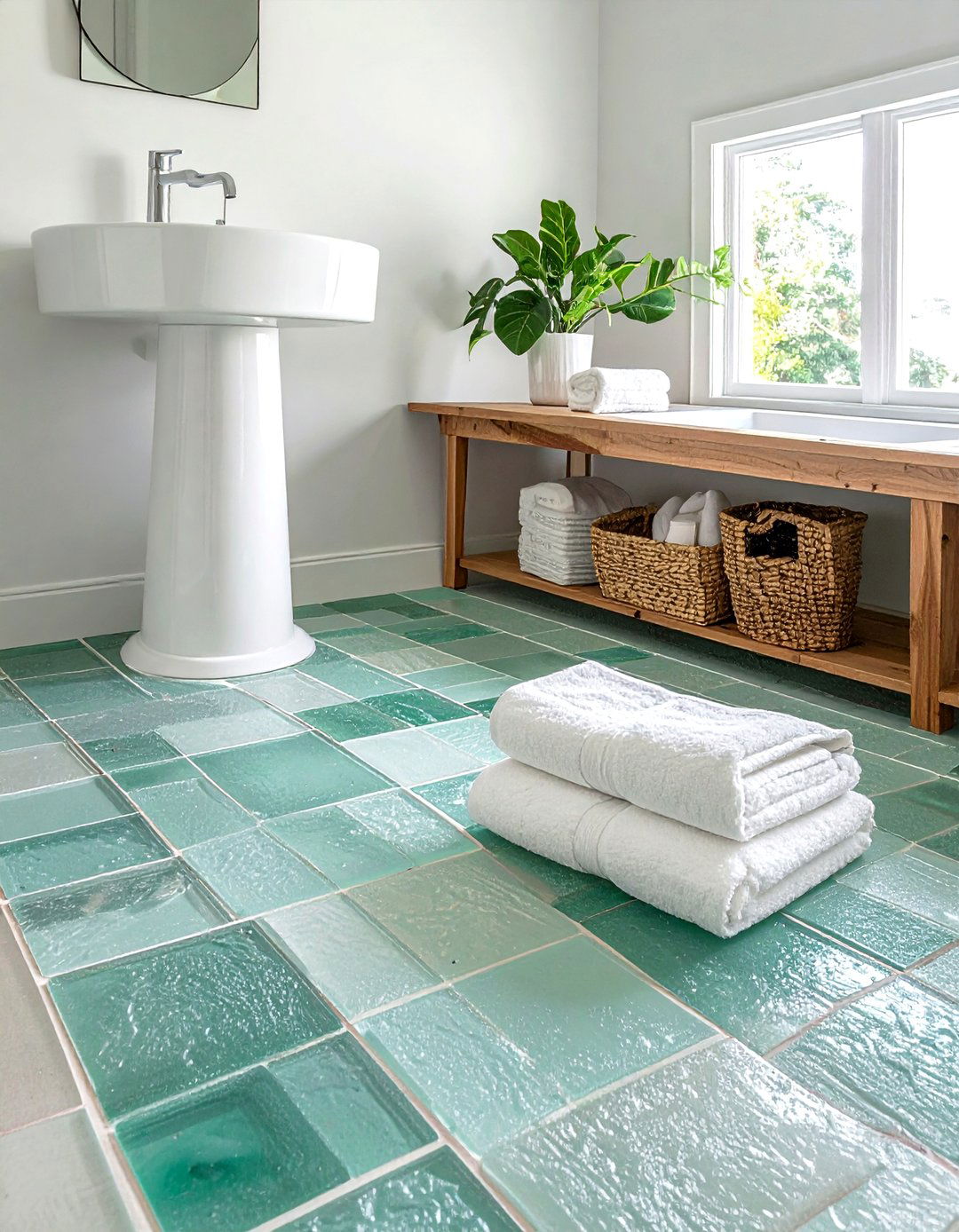 Recycled Glass Tile Bathroom Floor - 30 glass tile bathroom ideas