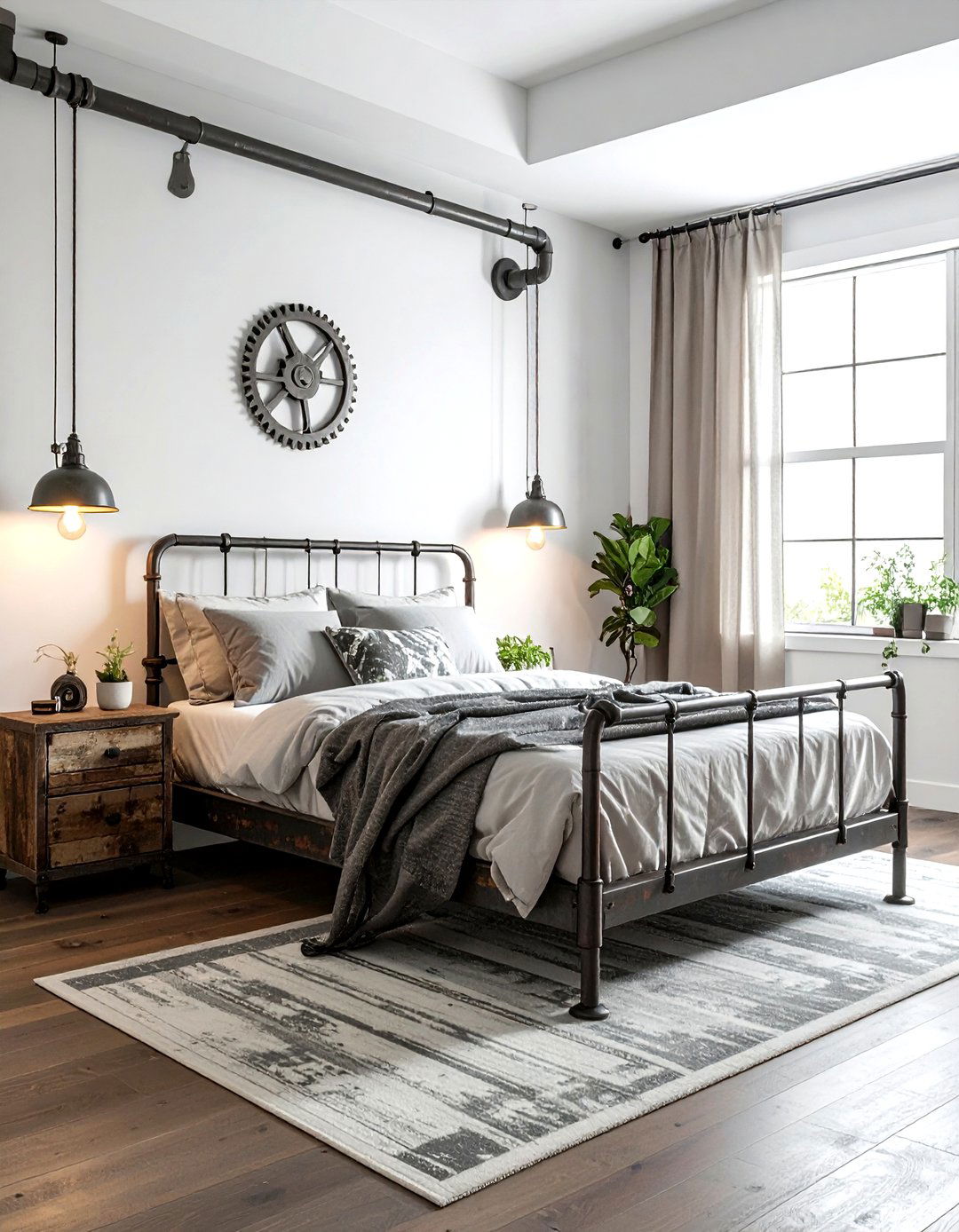 Recycled Metal Industrial Sconce - 30 bedroom sconce ideas