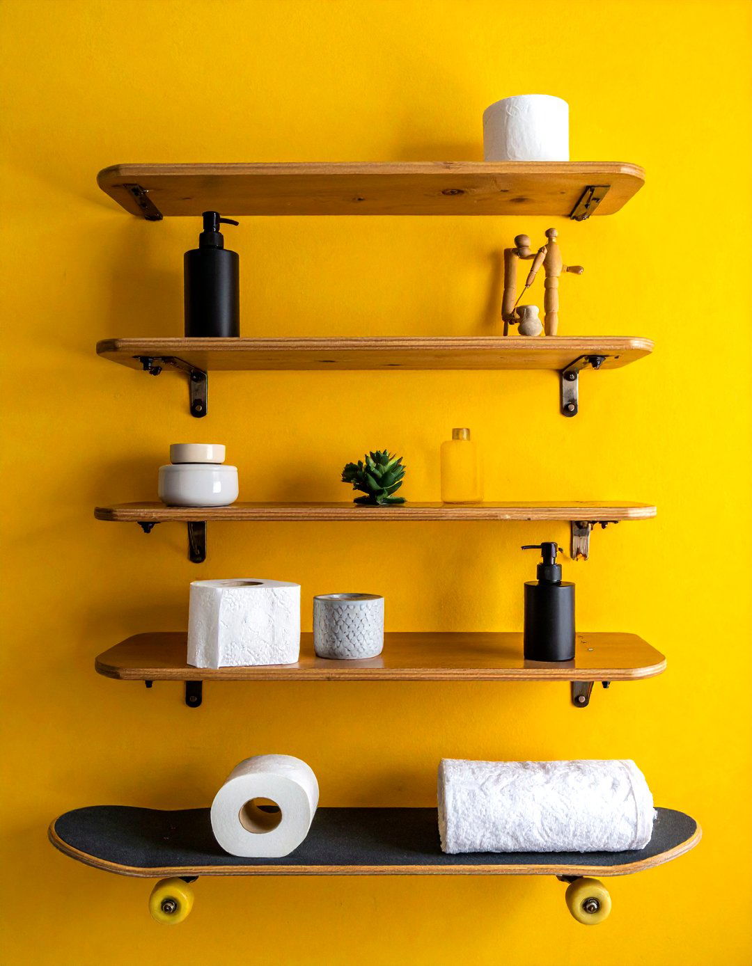 Recycled Skateboard Shelf - 30 bathroom unconventional storage ideas
