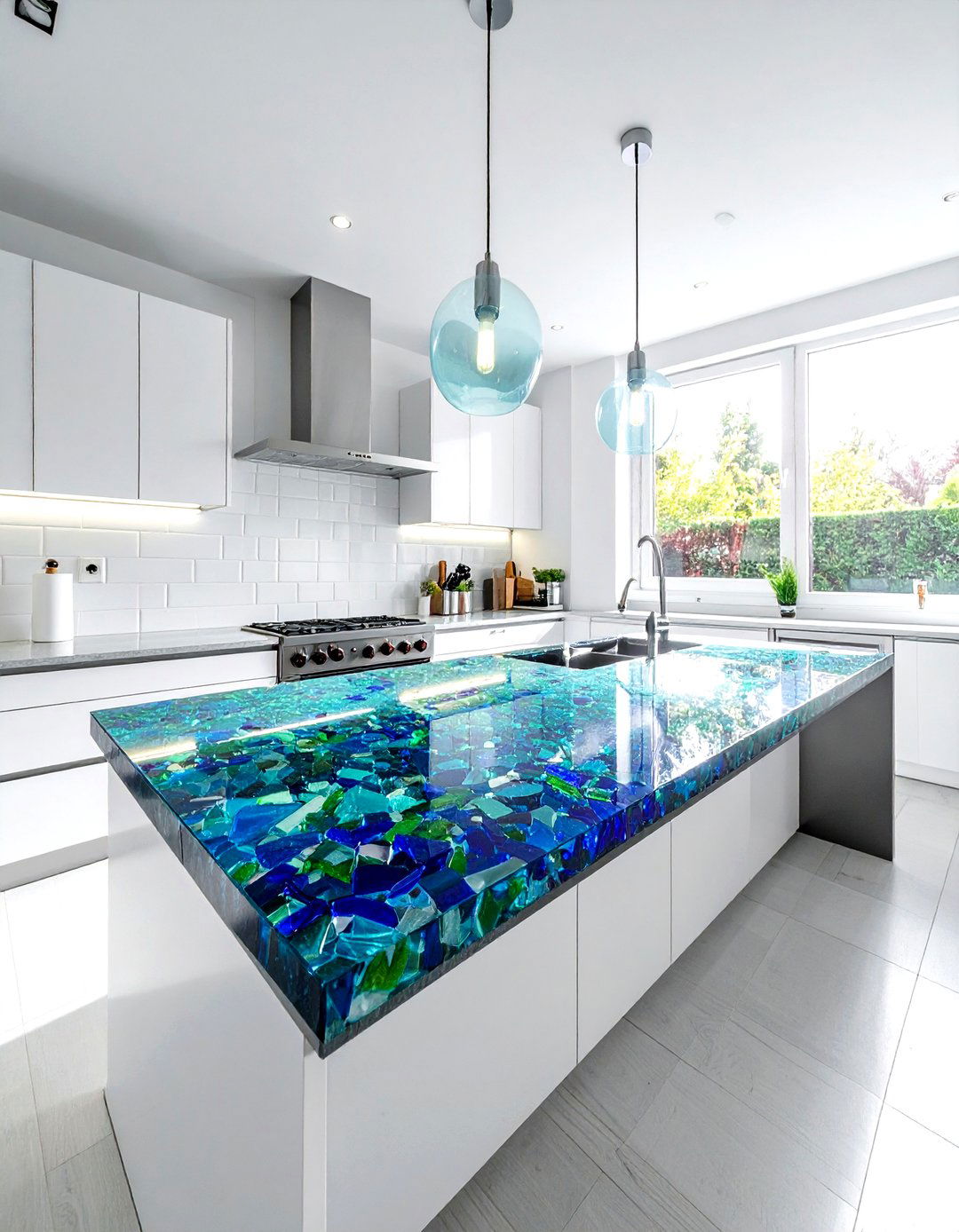 Recycled glass countertop - 30 kitchen countertop ideas