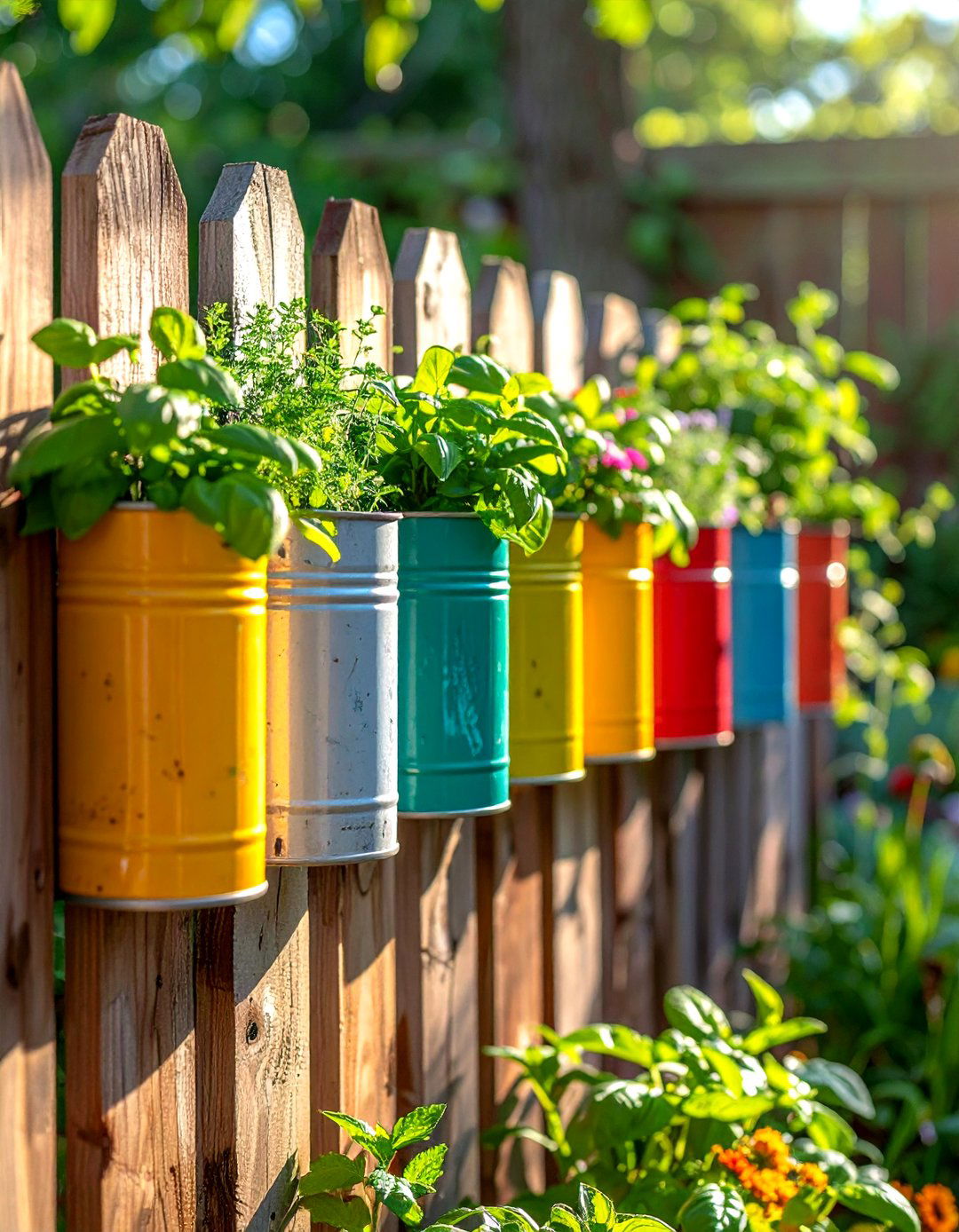 Recycled tin can garden - 30 repurposed decor ideas