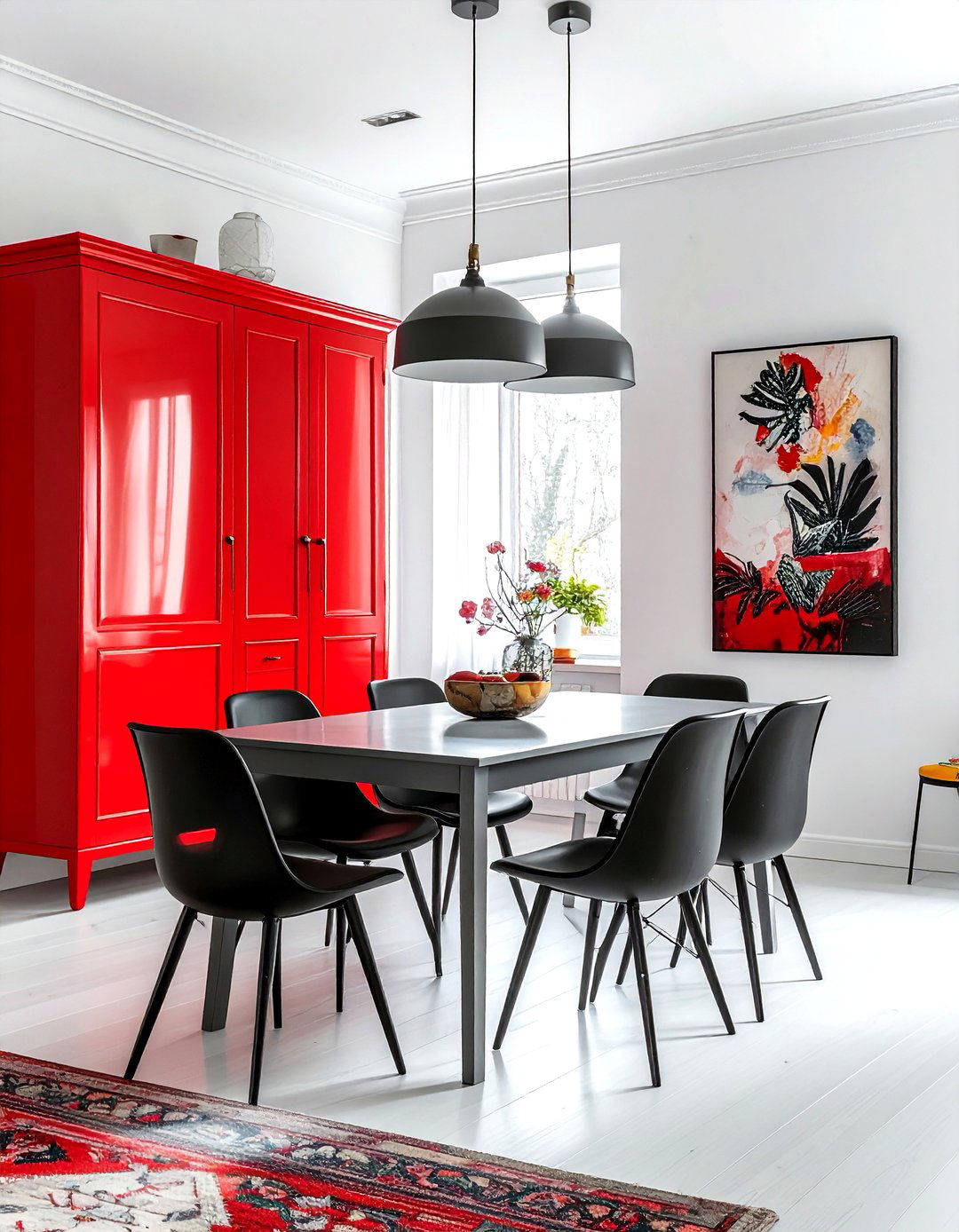 Red Accent Cabinet - 30 painted dining room furniture ideas
