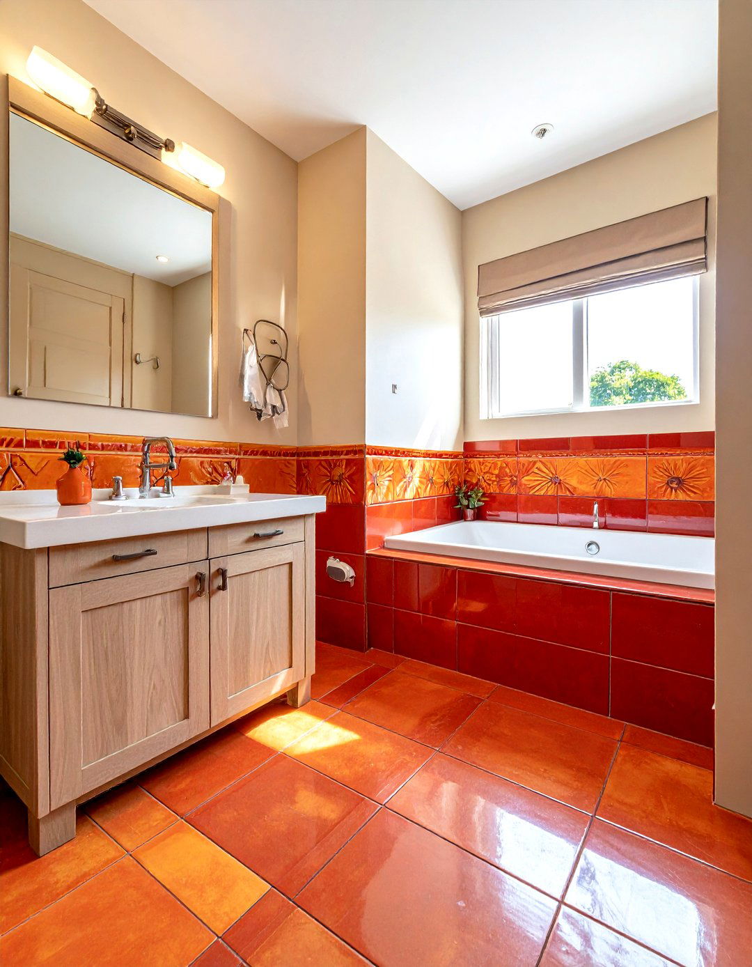 Red And Orange Mexican Tile - 30 Mexican tile bathroom ideas