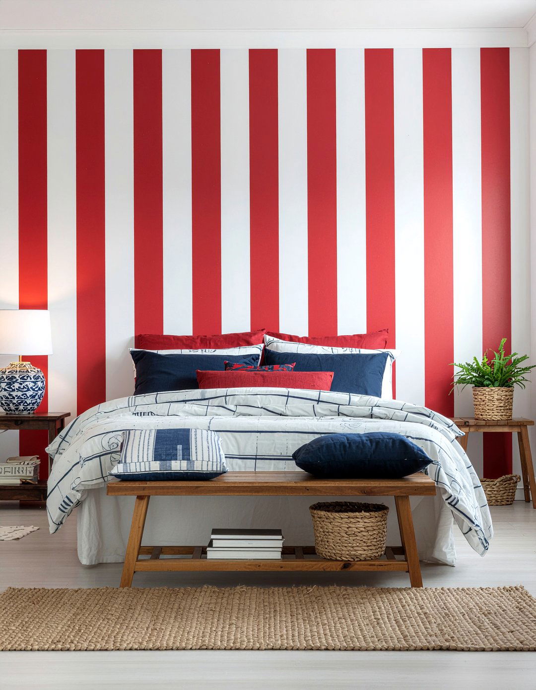 Red And White Striped Walls - 30 pirate bedroom ideas
