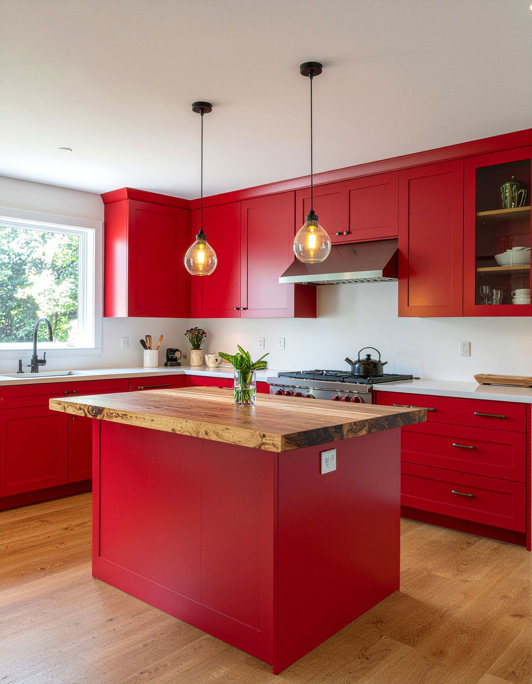 Red And Wood Kitchen - 30 red kitchen ideas