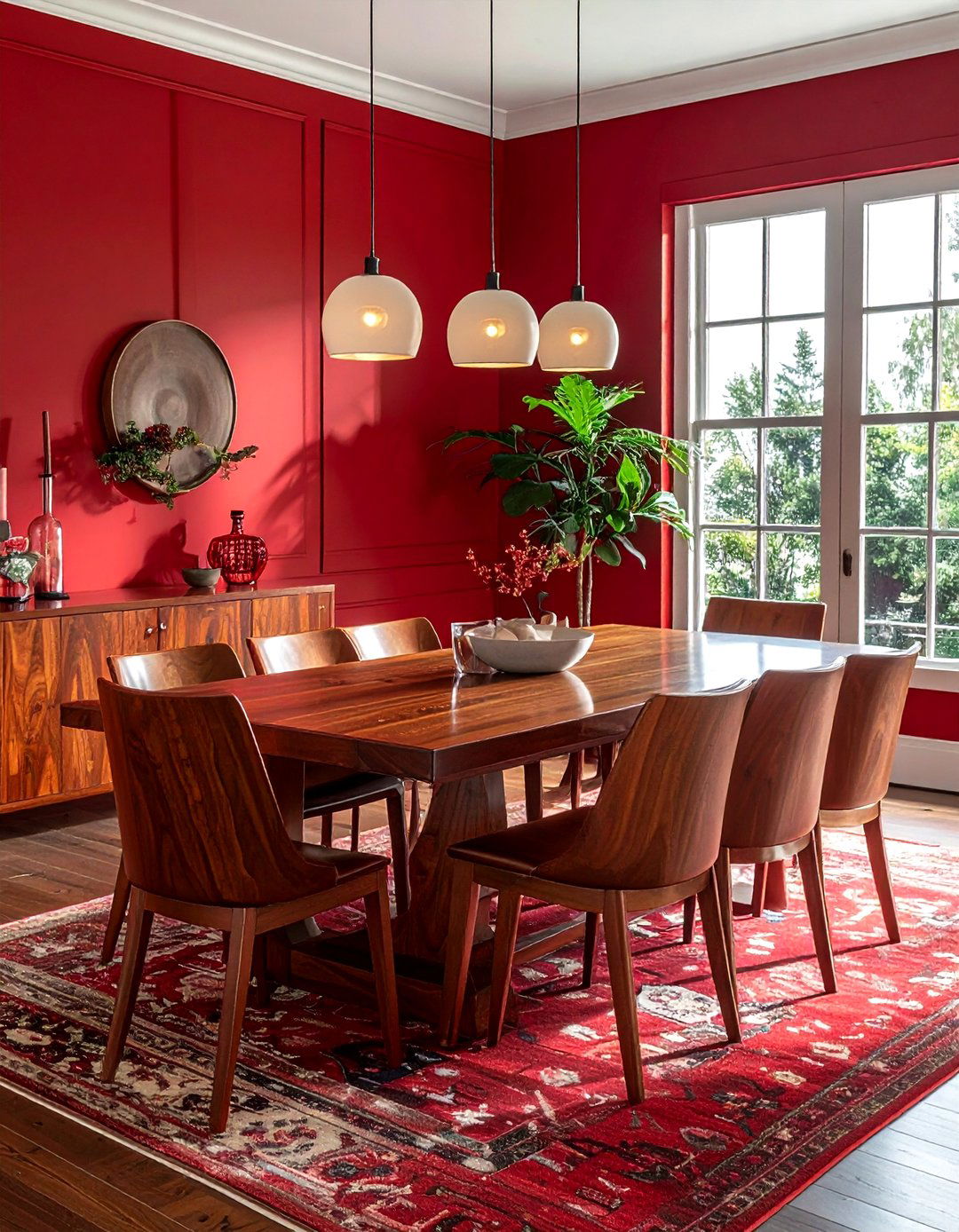 Red And Wood Tones - 30 red dining room ideas