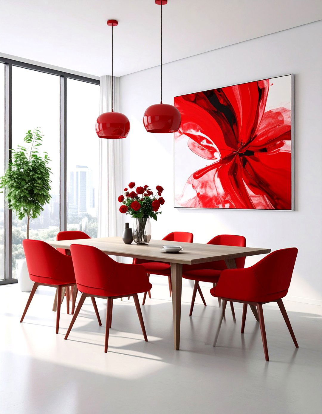 Red Artwork - 30 red dining room ideas