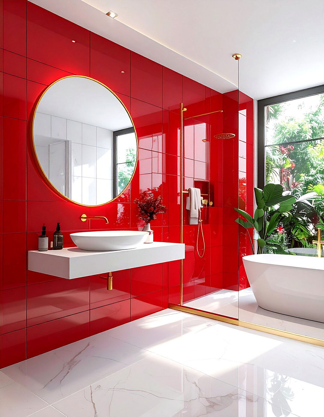 Red Bathroom Tiles - 30 red decor ideas