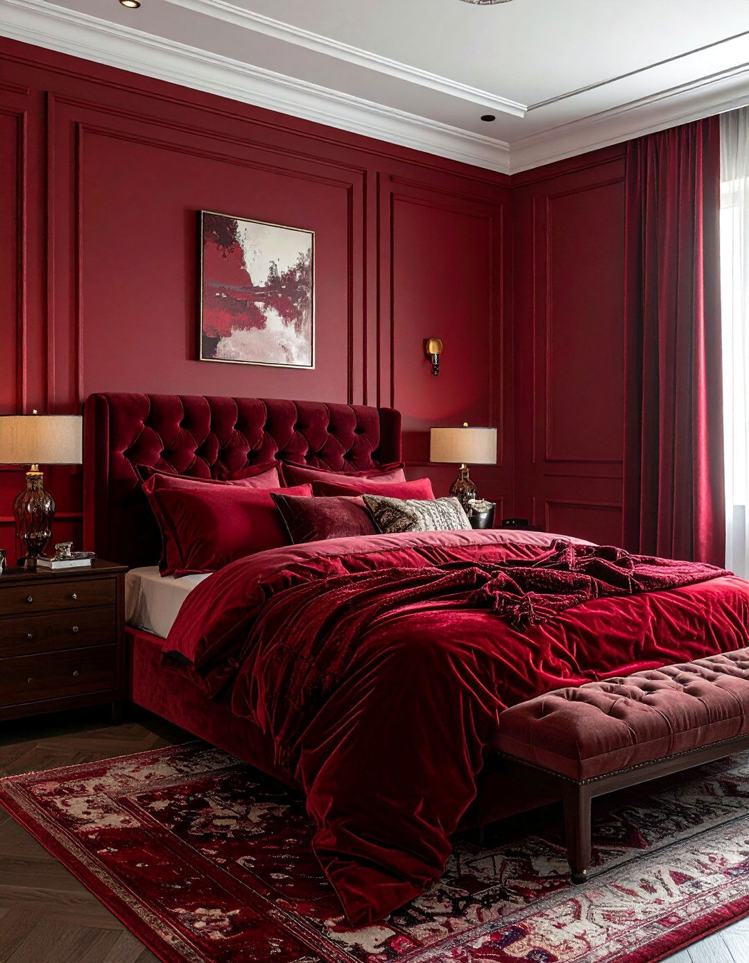 Red Bedroom - 30 monochromatic bedroom ideas