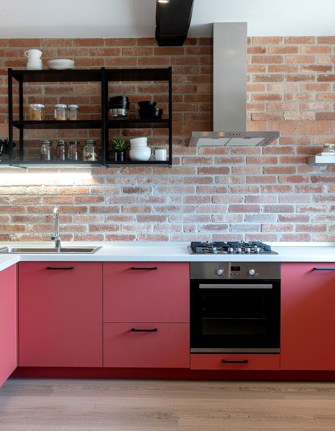 Red Brick Kitchen Wall - 30 red kitchen ideas