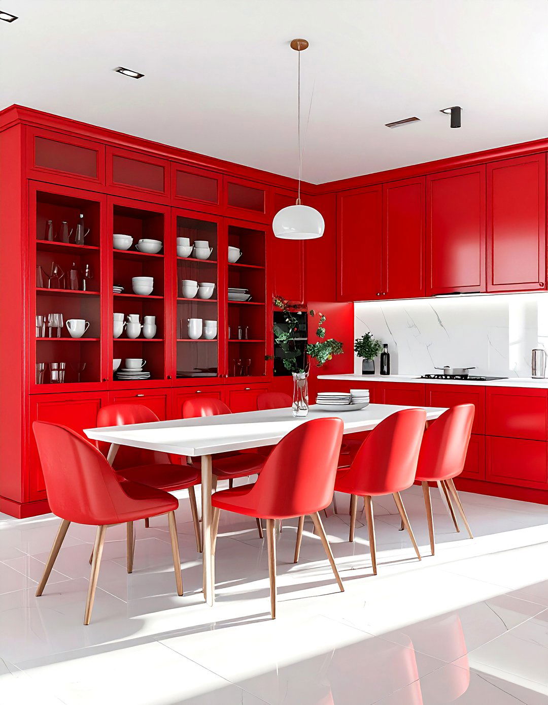 Red Cabinetry - 30 red dining room ideas