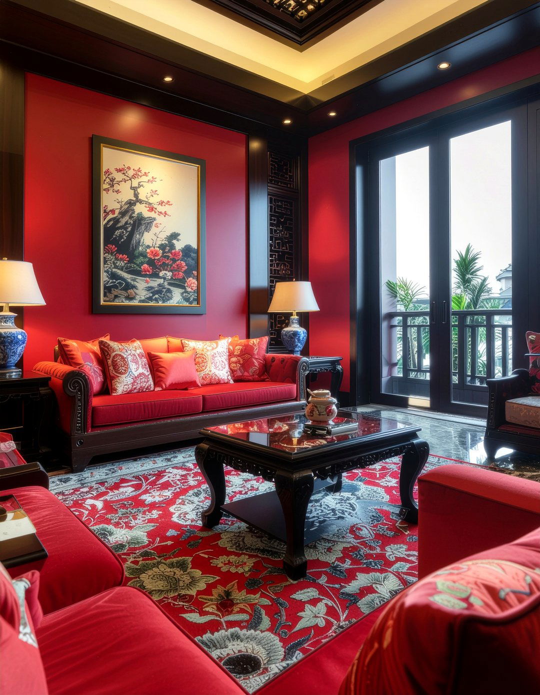 Red Chinese decor - 30 Chinese living room ideas