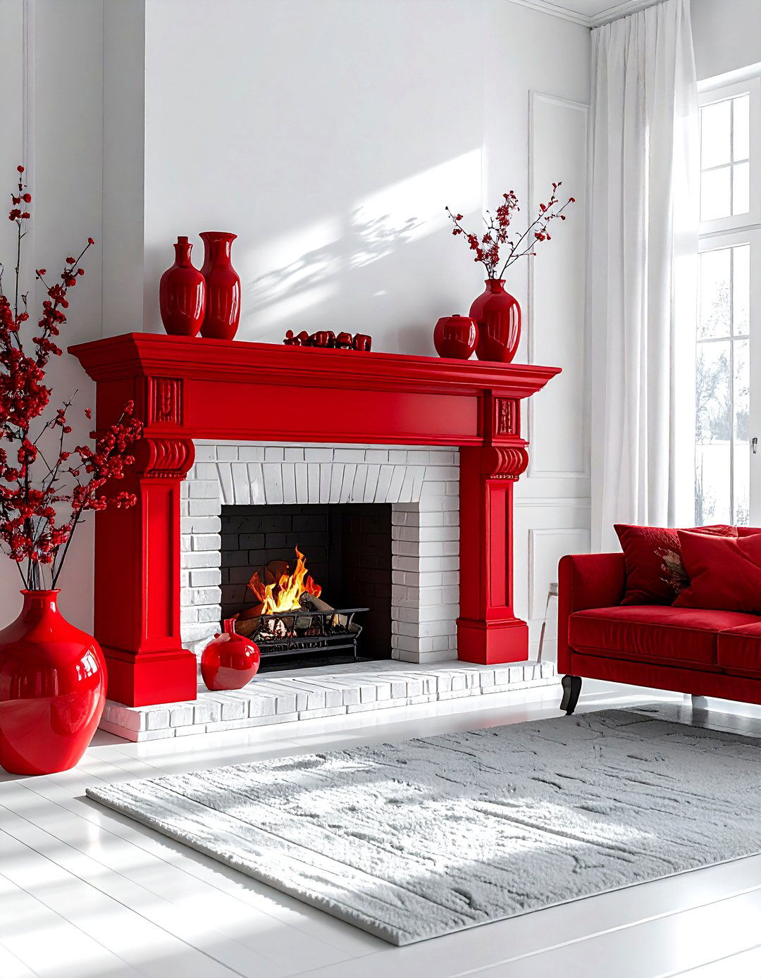 Red Fireplace Mantel - 30 red decor ideas