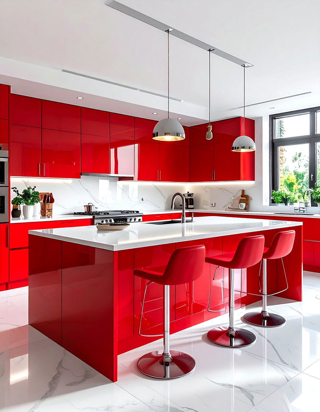 Red Kitchen Island - 30 red decor ideas