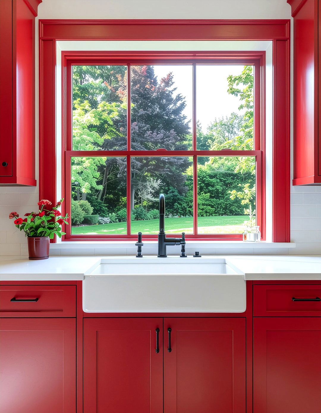 Red Kitchen Window Trim - 30 red kitchen ideas