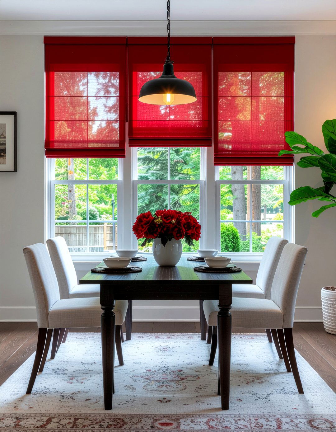 Red Roman Shades - 30 dining room roman shade ideas