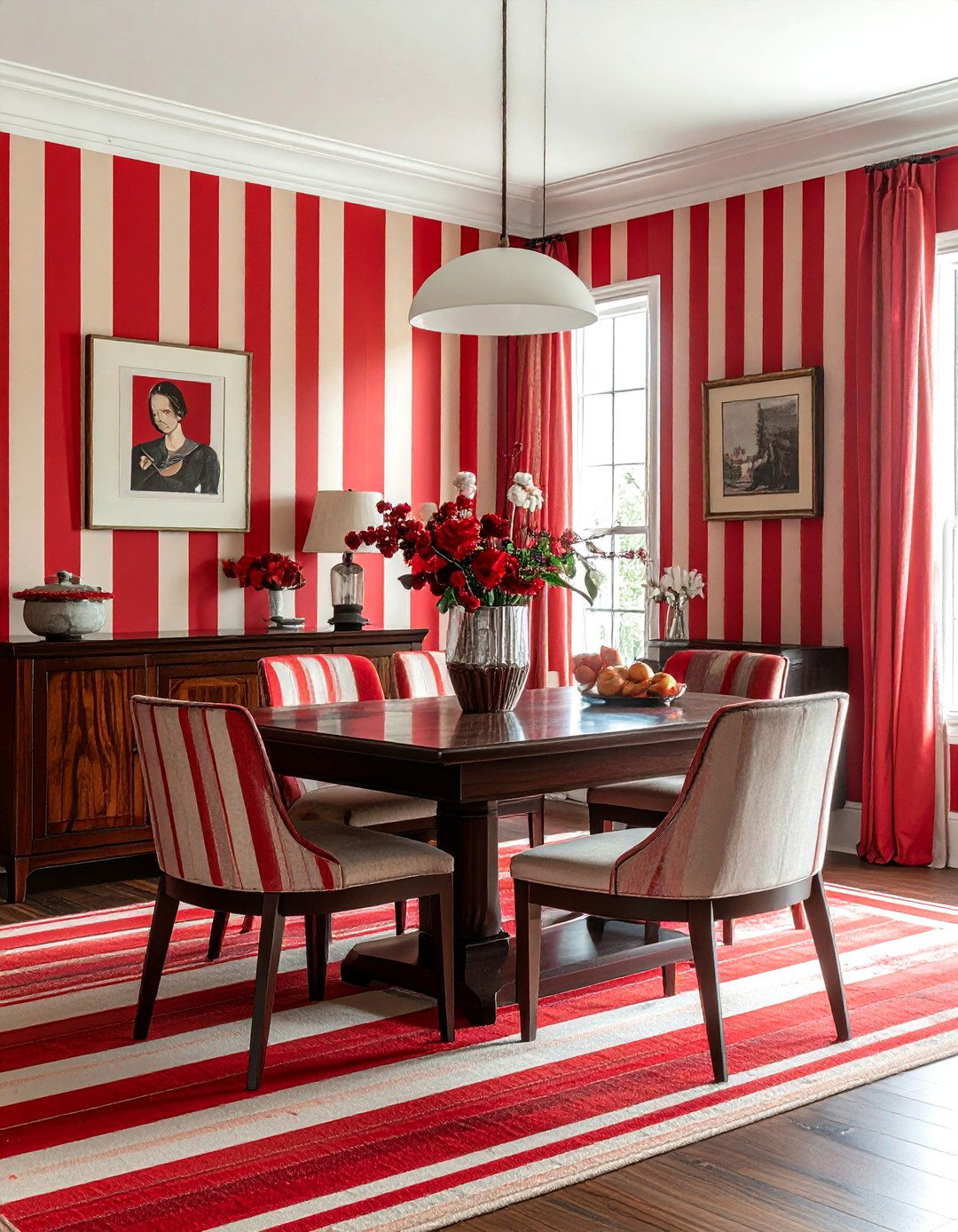 Red Striped Wallpaper Dining Room - 30 striped wallpaper dining room ideas