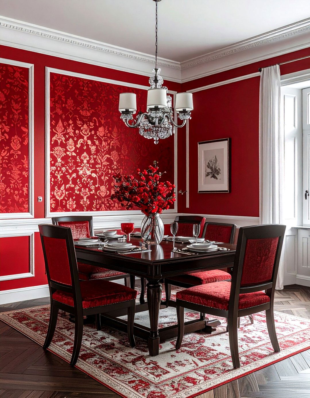 Red Wallpaper - 30 red dining room ideas