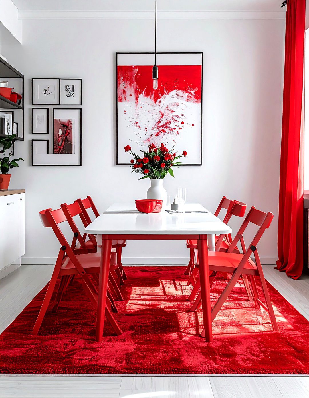 Red White Apartment Dining Room Setup - 30 red and white dining room ideas