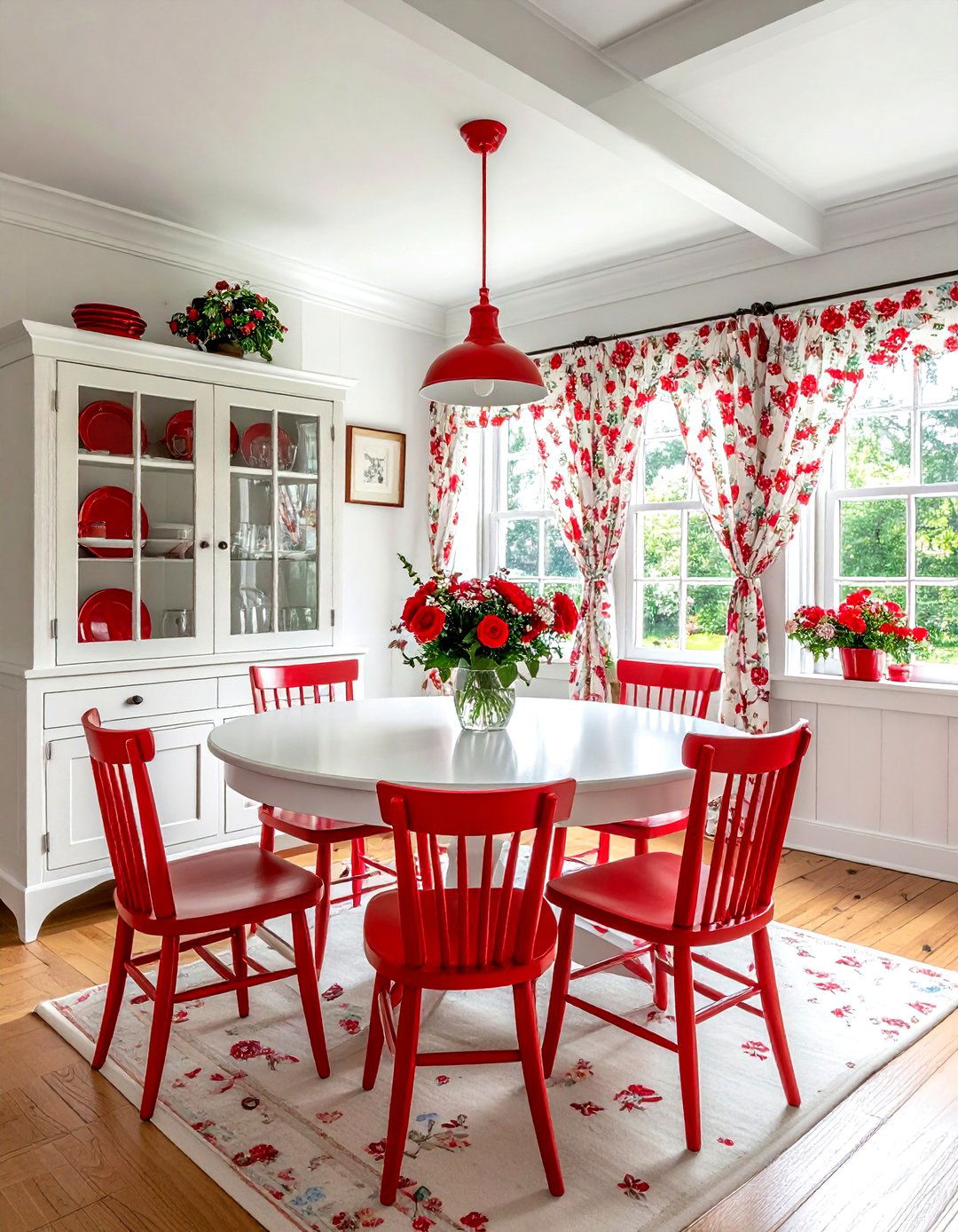 Red White Cottage Style Dining Room - 30 red and white dining room ideas