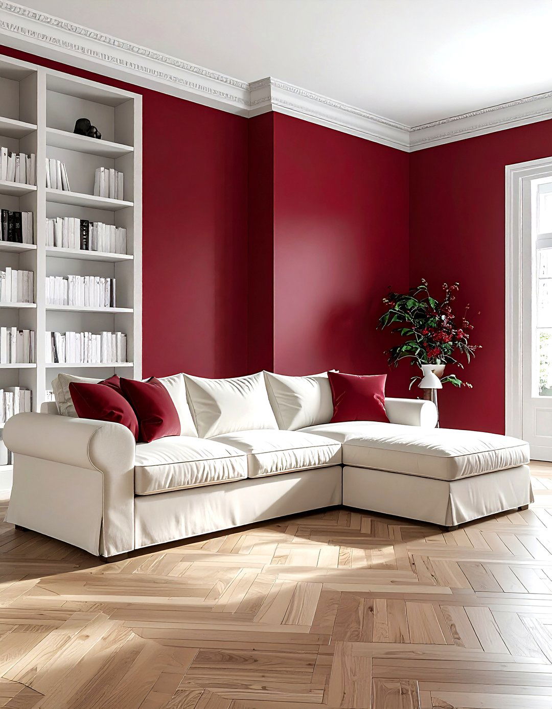 Red accent wall living room - 30 red and white living room ideas