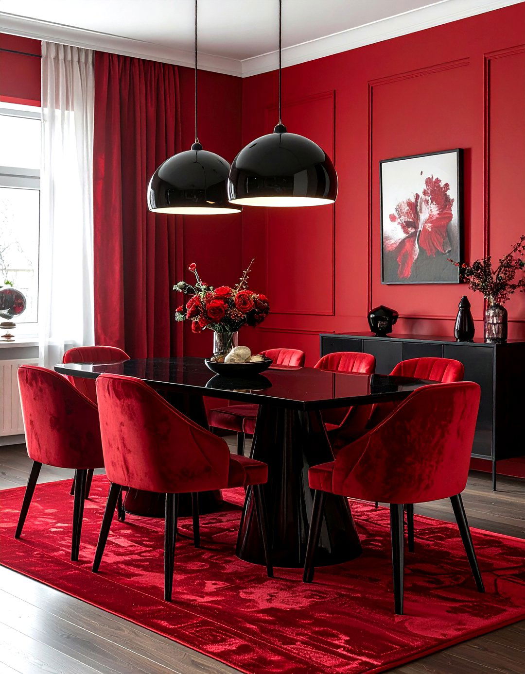 Red and Black Dining Room - 30 red dining room color schemes