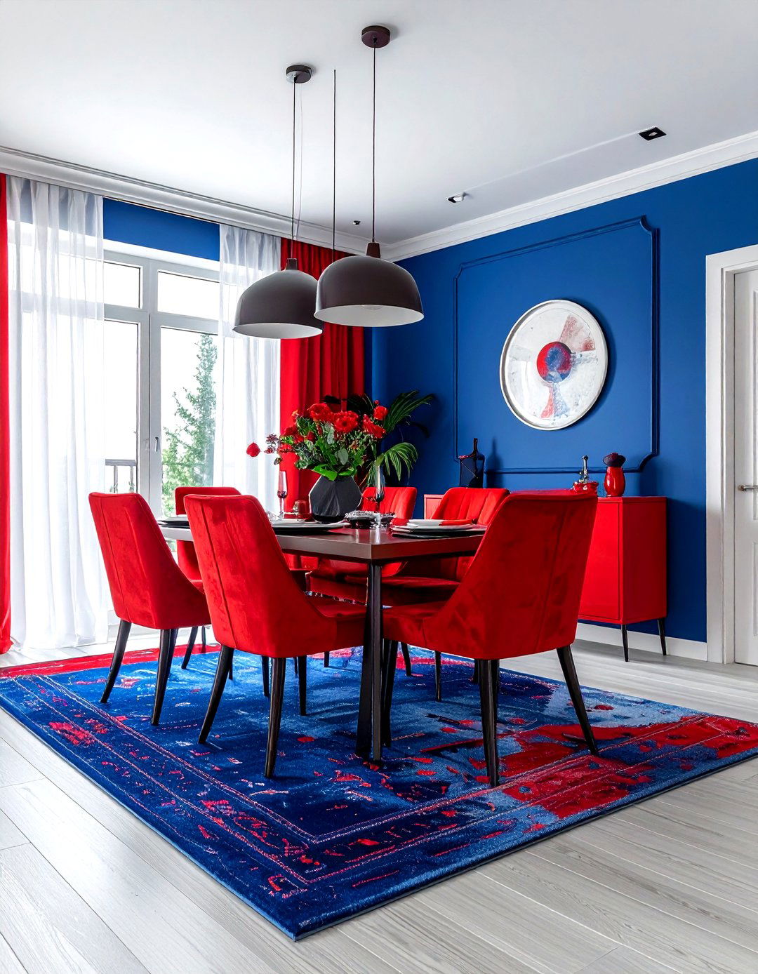 Red and Blue Dining Room - 30 red dining room color schemes