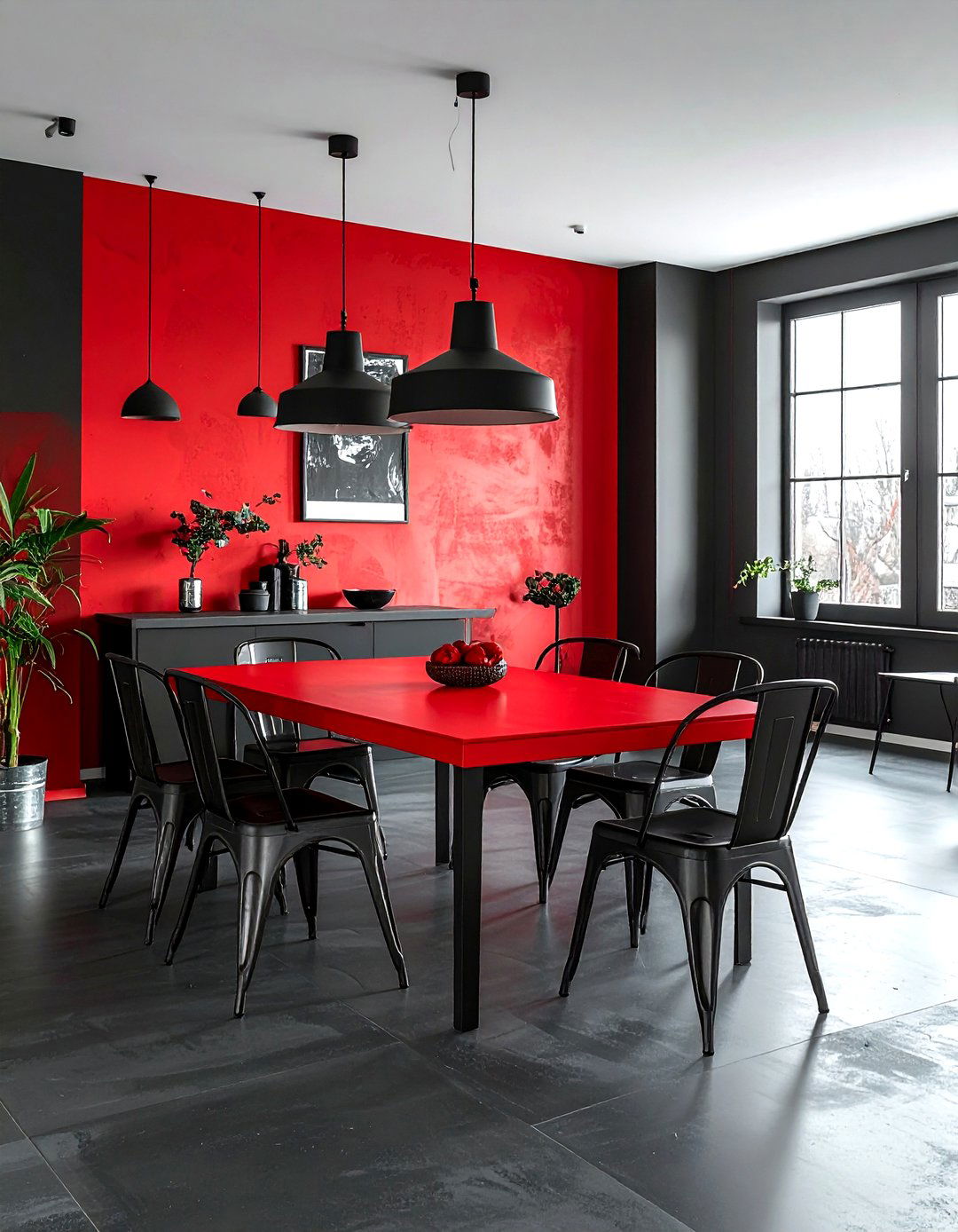 Red and Charcoal Dining Room - 30 red dining room color schemes