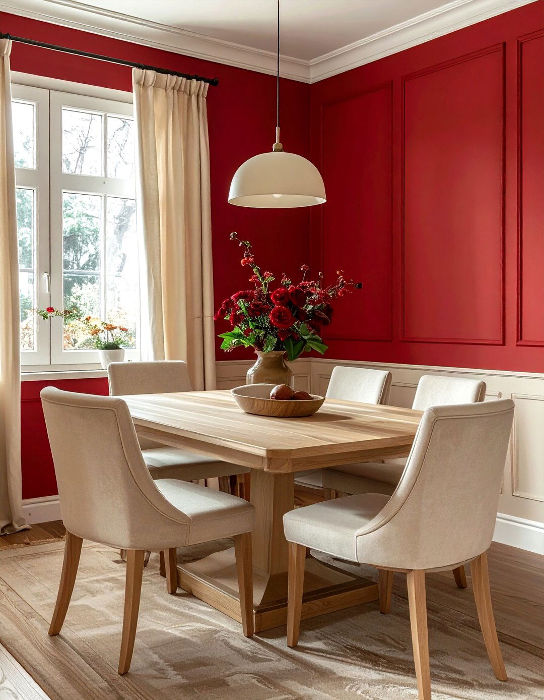 Red and Cream Dining Room - 30 red dining room color schemes