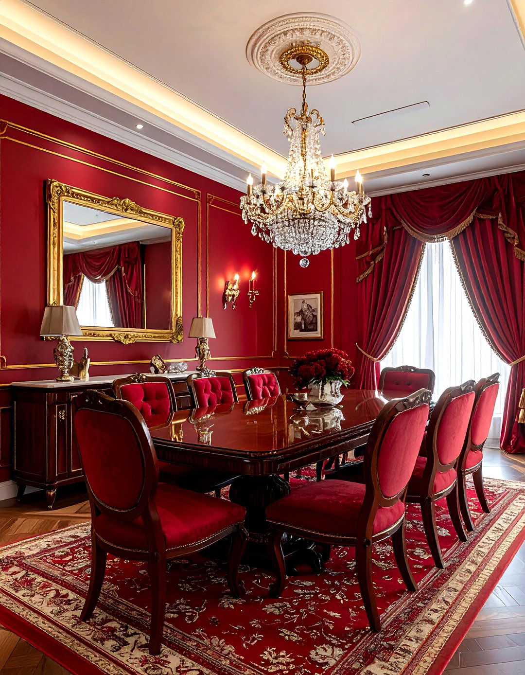 Red and Gold Dining Room - 30 red dining room color schemes