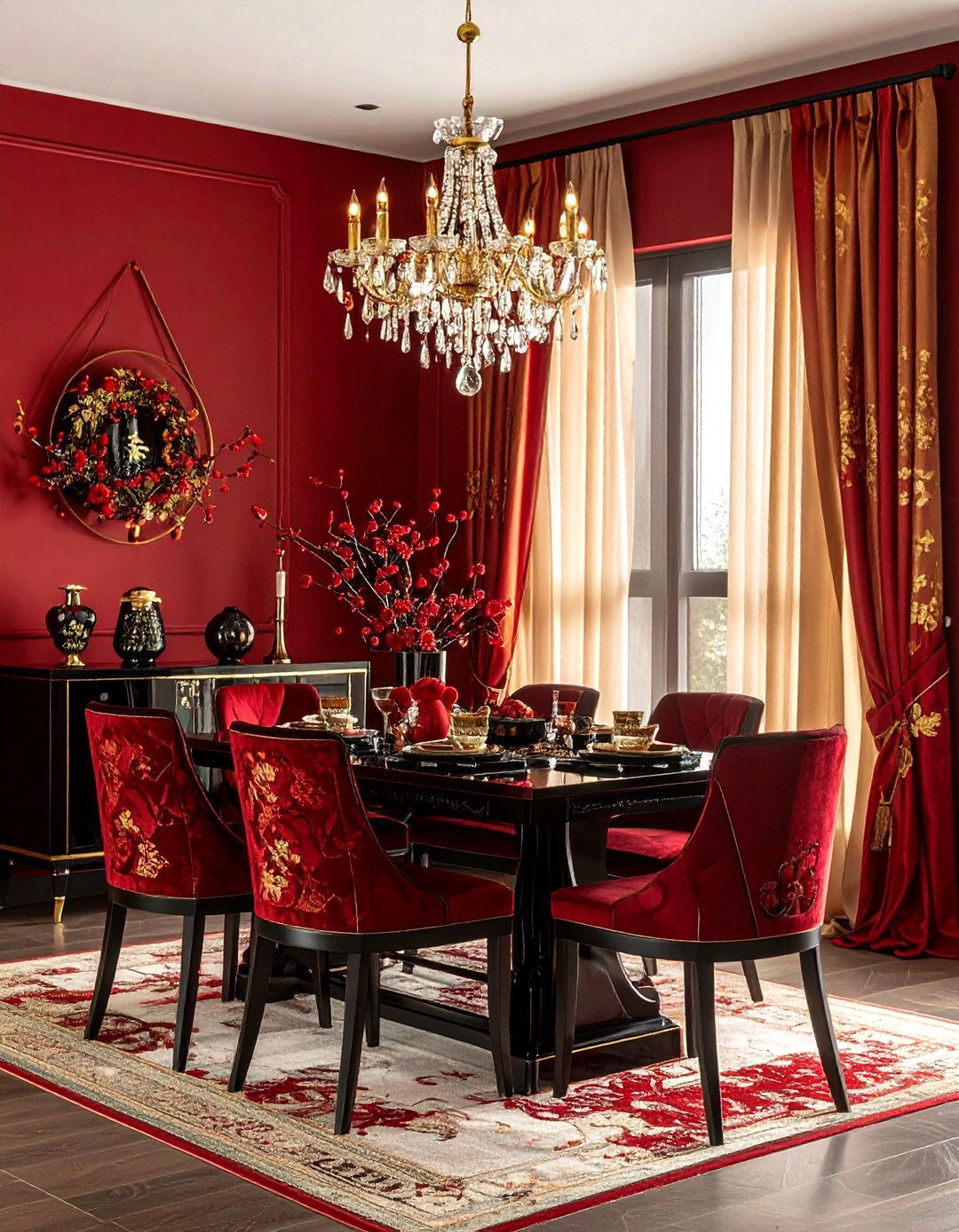 Red and Gold Dining - 30 Asian dining room ideas