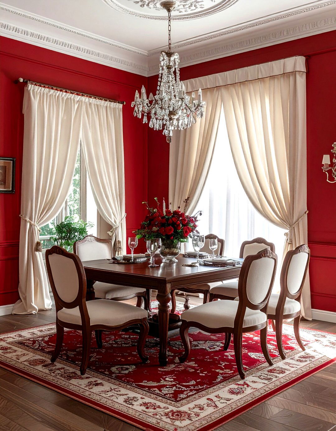 Red and Ivory Dining Room - 30 red dining room color schemes