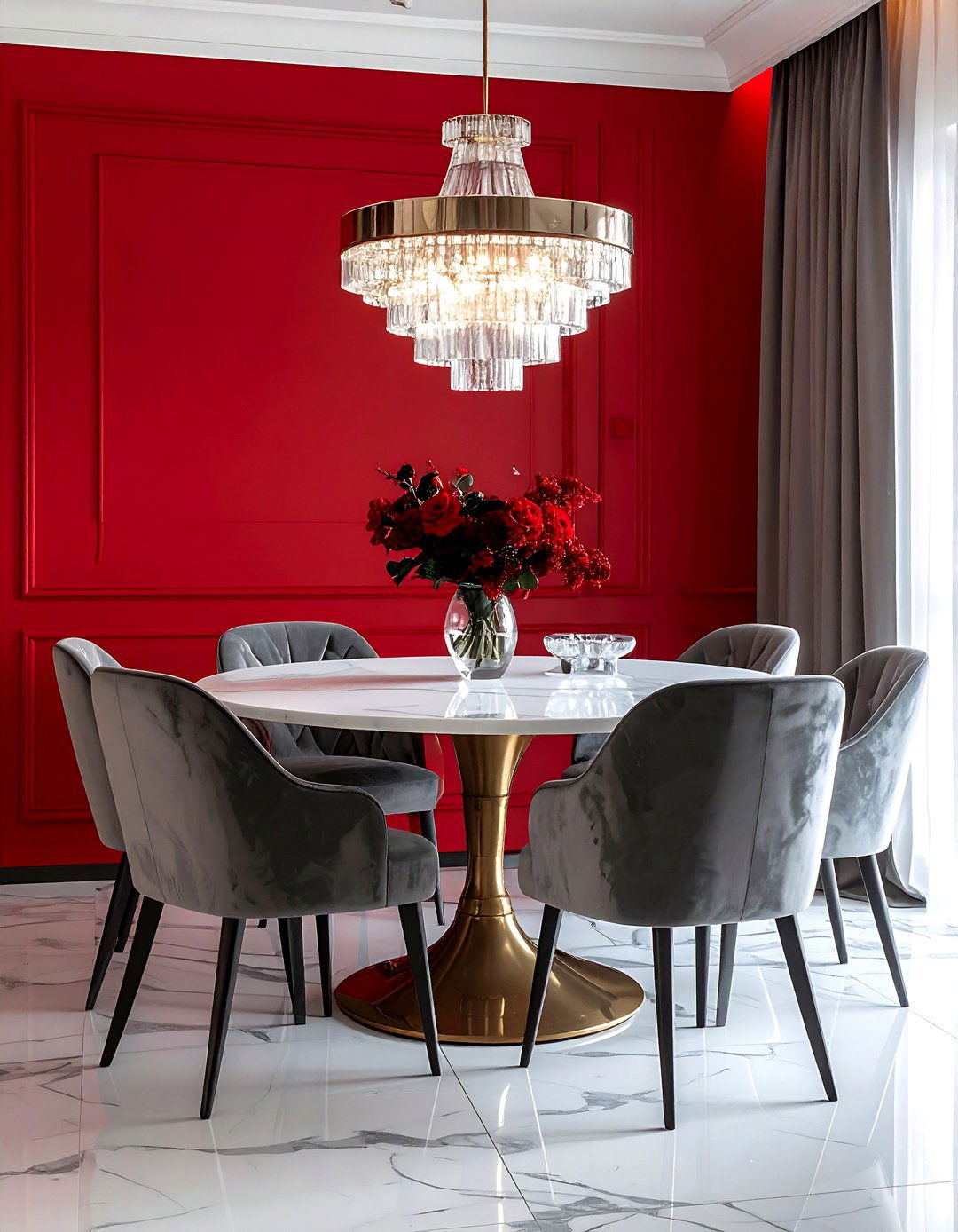 Red and Marble Dining Room - 30 red dining room color schemes