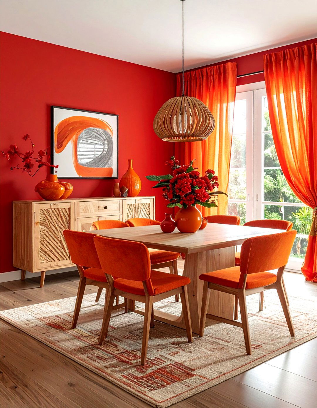 Red and Orange Dining Room - 30 red dining room color schemes