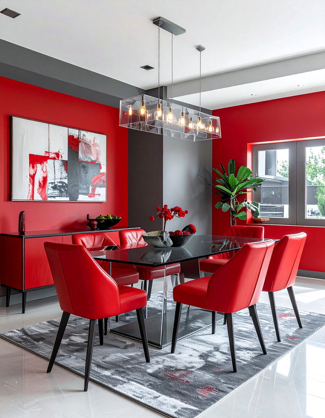Red and Slate Gray Dining Room - 30 red dining room color schemes