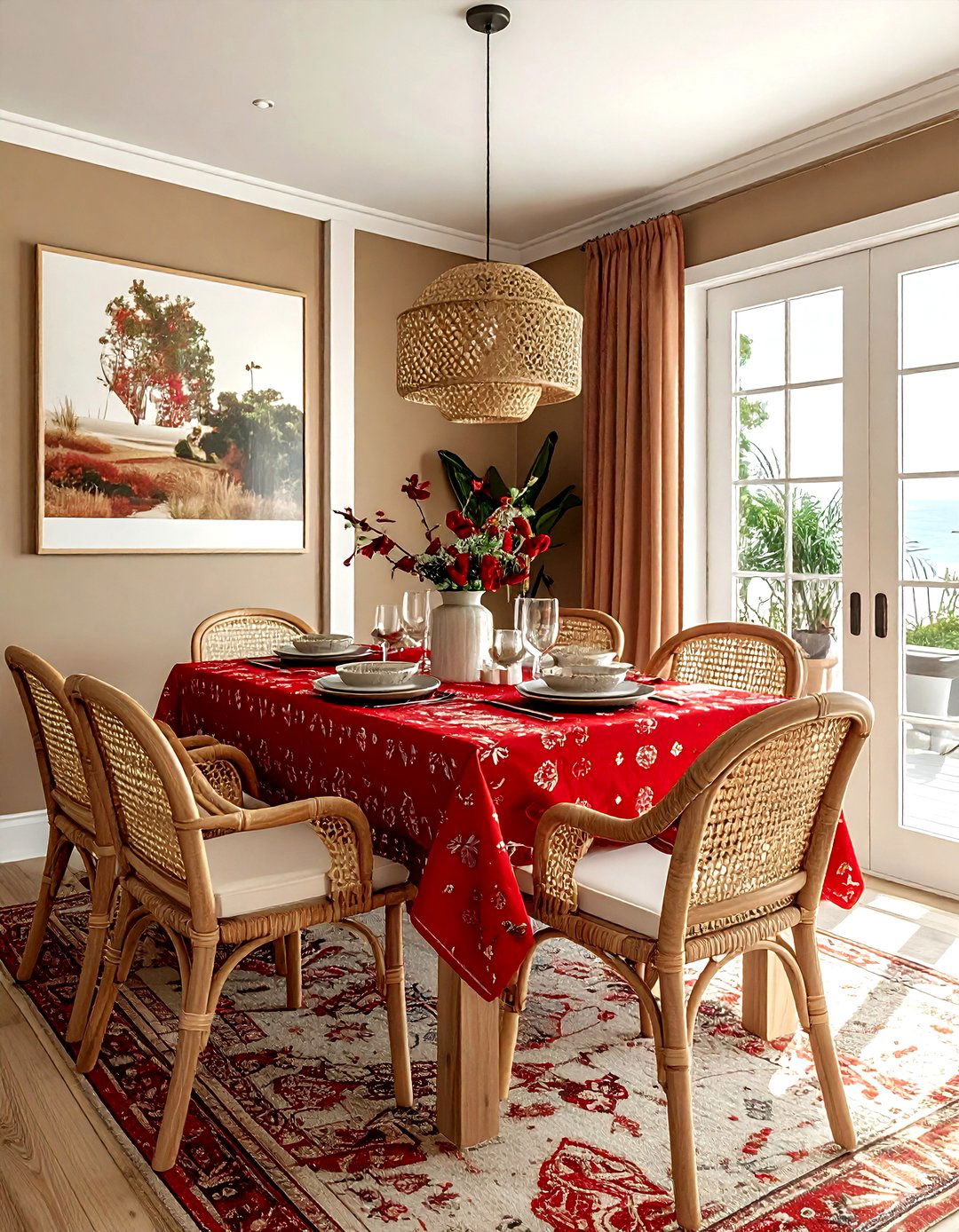 Red and Tan Dining Room - 30 red dining room color schemes