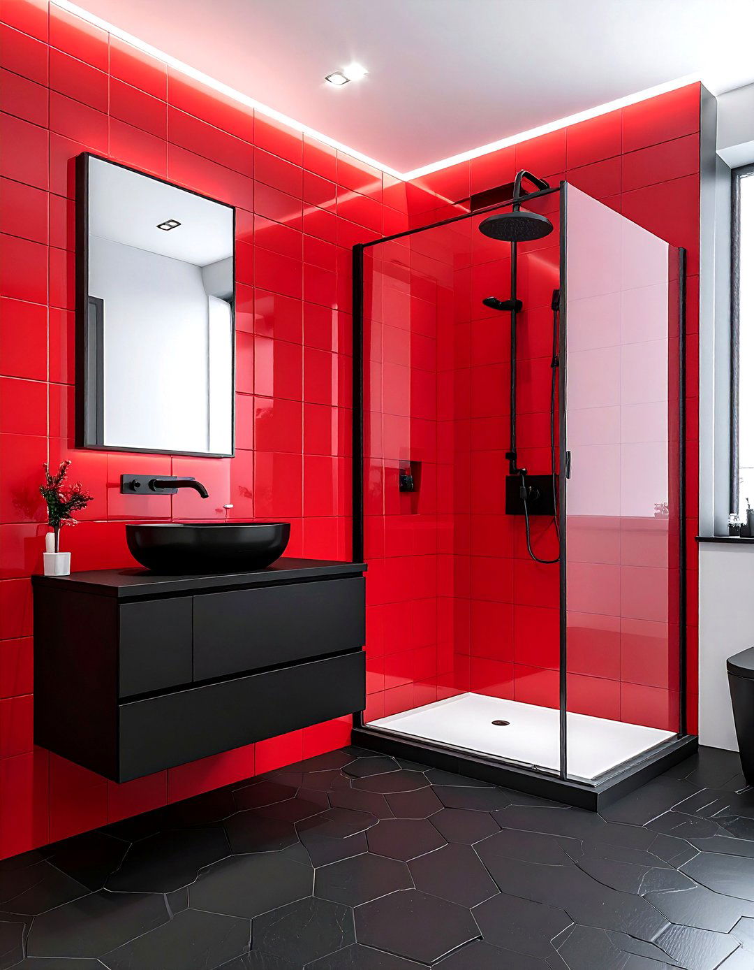 Red and black bathroom - 30 red bathroom ideas