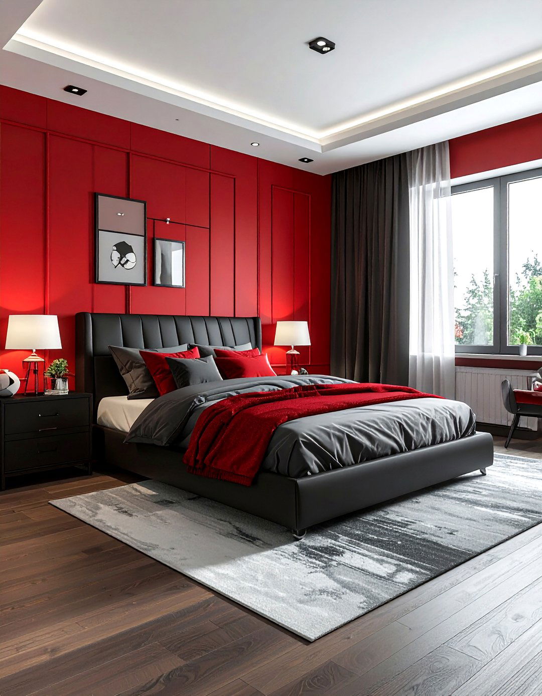 Red and black soccer bedroom - 30 soccer bedroom ideas