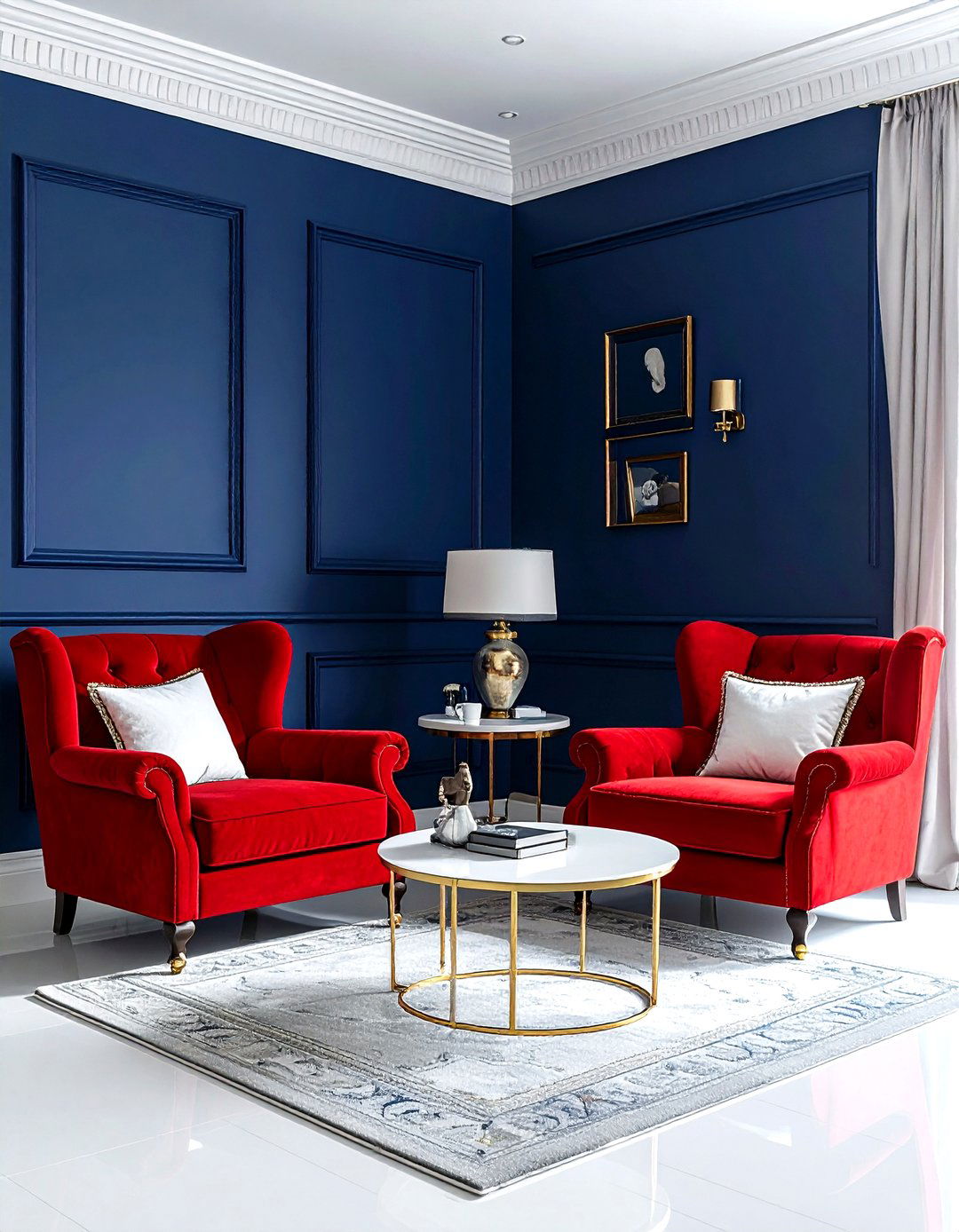 Red and blue living room - 30 red living room ideas