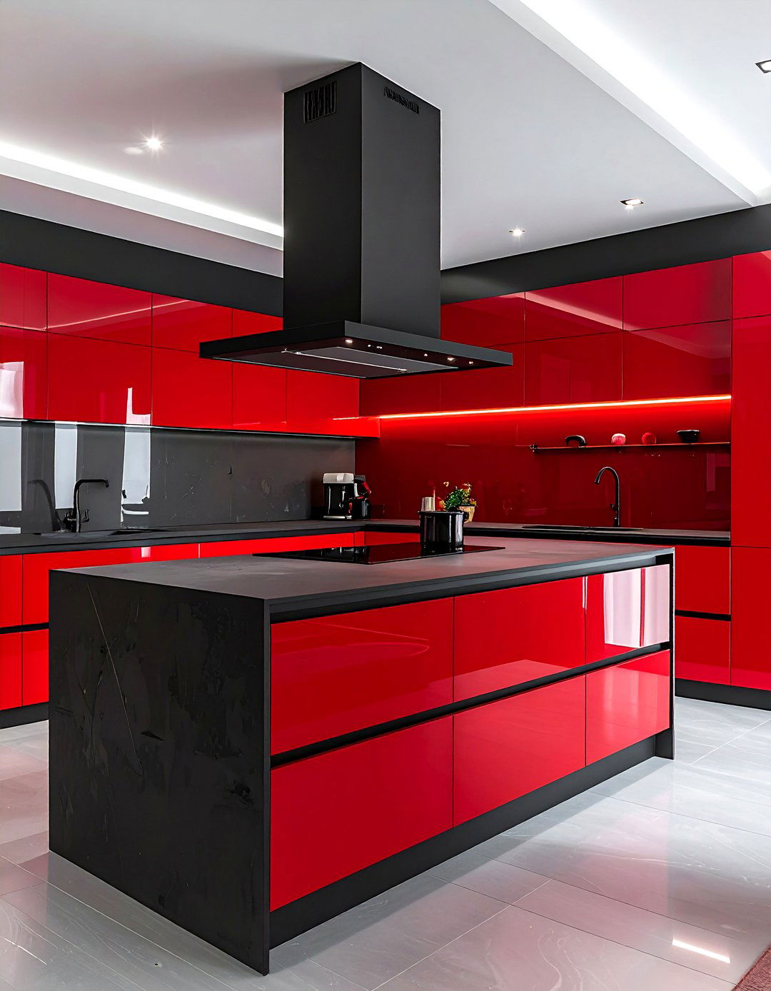 Red and charcoal kitchen - 30 red kitchen color schemes